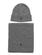 Merino Wool Beanie & Scarf Gift Set Grey Polo Ralph Lauren