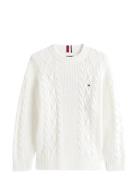 Cotton Cable Mix Graphic Sweater White Tommy Hilfiger