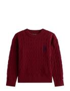 Cotton Cable Crest C-Nk Sweater Burgundy Tommy Hilfiger