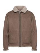 Double Face Jacket With Sheepskin Details Brown Mango