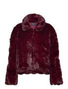 Sylvie Zip Faux Fur Jacket Burgundy Bardot