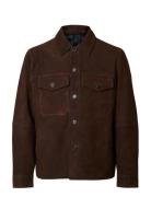 Slhthom Suede Overshirt Noos Brown Selected