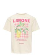 Kogcarina Life Ss Loose Printed Top Jrs Beige Kids Only