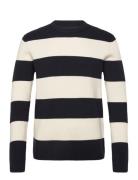 Rib Knitted Block Stripe O-Neck Kni Black Lindbergh