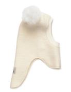 Balaclava Wool Alpaca Pompoms Cream Huttelihut