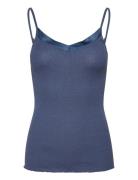 Rwbeatha Silk Sl Strap Satin Tape T Blue Rosemunde