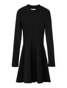 Ribbed Knitted A-Line Dress Black Mango