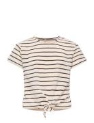 Kogjana Ss Striped Knot Top Jrs Beige Kids Only