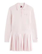Tjw Script Pleated Sweater Dress Pink Tommy Jeans