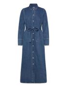 Slfregular Agathe Long Denim Dress Blue Selected