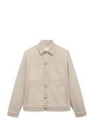 Denim Jacket Pockets Beige Mango