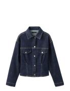 Fitted Denim Jacket With Pockets Navy Mango