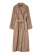 Suede Trench Coat Beige Lexington Clothing