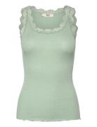 Rmwbalta Modal Sl U-Neck Top Green RM By Rosemunde