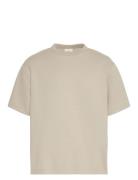 Ss Crinkle Crepe Spacer Tee Beige Calvin Klein