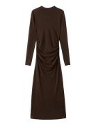 Perkins-Neck Knitted Dress Brown Mango