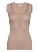 Rmwbalta Modal Sl Placket Top Brown RM By Rosemunde