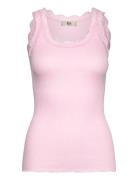 Rmwbalta Modal Sl U-Neck Top Pink RM By Rosemunde