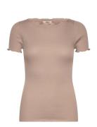 Rmwbalta Modal Ss Boat Neck T-Shirt Beige RM By Rosemunde