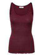Rwbelle Silk U-Neck Strap Elastic T Burgundy Rosemunde