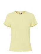 Pcnicca Ss O-Neck Top Jrs Noos Yellow Pieces