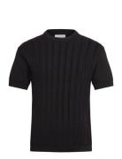 Knitted S/S O-Neck Tee Black Lindbergh
