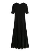 Festive Pleated Maxi Sl Dress Black Tommy Hilfiger