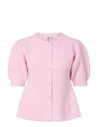Pcsilly Ss Puff Knit Cardigan Noos Bc Pink Pieces