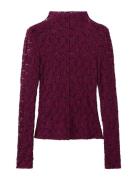 Lace Top With Perkins Collar Burgundy Mango