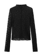 Lace Top With Perkins Collar Black Mango