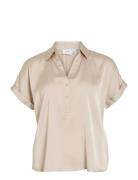 Vienna Ravenna S/S Top - Noos Beige Vila