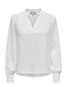 Carmetta L/S V-Neck Top Wvn Noos White ONLY Carmakoma