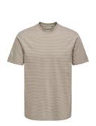 Onsfred Life Rlx Ss Stripe Tee Noos Beige ONLY & SONS