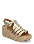 Platfforms Espadr. Leather Fisherman Wedge Sandals Gold FitFlop