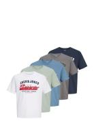 Jjelogo Tee Ss O-Neck 2 Col Ss25 5Pk Mp White Jack & J S