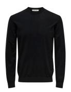 Onsloui Reg 12 Mel Crew Knit Noos Black ONLY & SONS