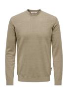 Onsloui Reg 12 Mel Crew Knit Noos Brown ONLY & SONS