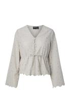 Pcarmorine Ls Embroderi Top Wvn White Pieces