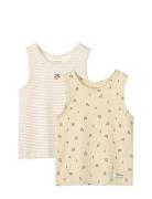 Faris Printed Tank Top 2-Pack Cream Liewood