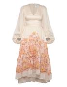 Sasia Deep V Neck Midi Dress Beige Malina