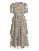 Vivane S/S O-Neck Midi Dress/Dc/Ka Beige Vila