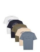 Jjedenver Graphic Tee Ss O-Neck 5Pk Mp White Jack & J S