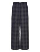Visina Hw Wide Check Pants Navy Vila