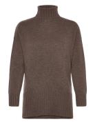 Turtleneck Over D Slits Brown Davida Cashmere