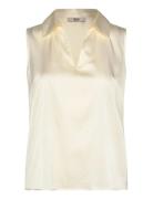 Rmwpenelope Silk Blend Sl Top Cream RM By Rosemunde