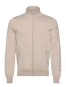 Mesh Logo Knitted Track Jacket Beige Lyle & Scott