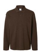 Slhrelaxpaul Jacquard Ls Polo Brown Selected