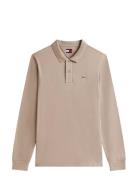 Tjm Slim Placket Polo Ls Ext Beige Tommy Jeans