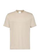 Ss Supima Chest Emb Crewneck Tee Beige Calvin Klein
