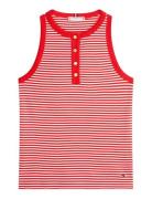 Gold Button Henley Top Red Tommy Hilfiger